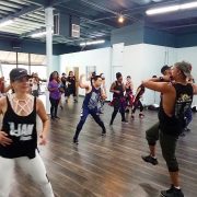 room full of dancers dancing